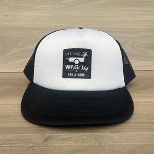 Off the Wagon Bar & Grill Black White Trucker Mesh Back Snapback Hat Cap Hitwear